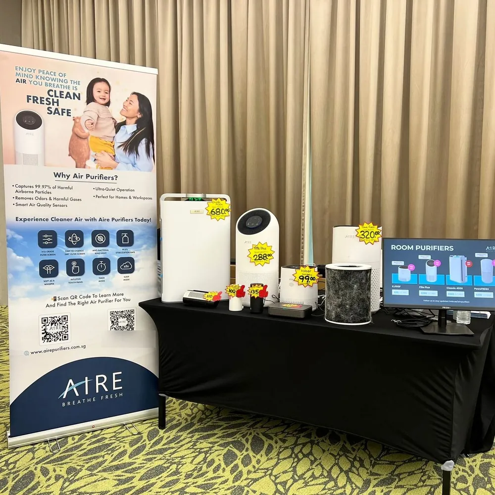 The AIRE booth with the full purifier range at Reno Fair 2025